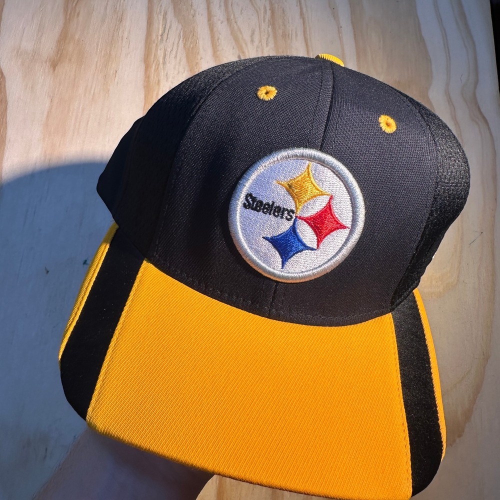 Reebok NFL Equipment Pittsburgh Steelers Adjustable Hat Black Yellow OSFA